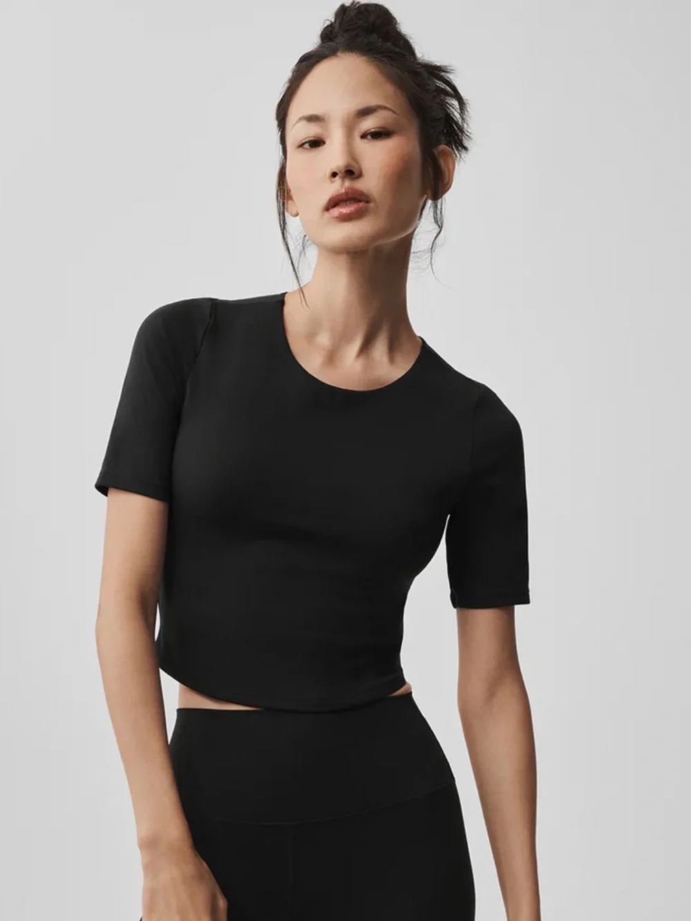 NWT ALO Softsculpt Precision Half Sleeve Tee, Black, size M